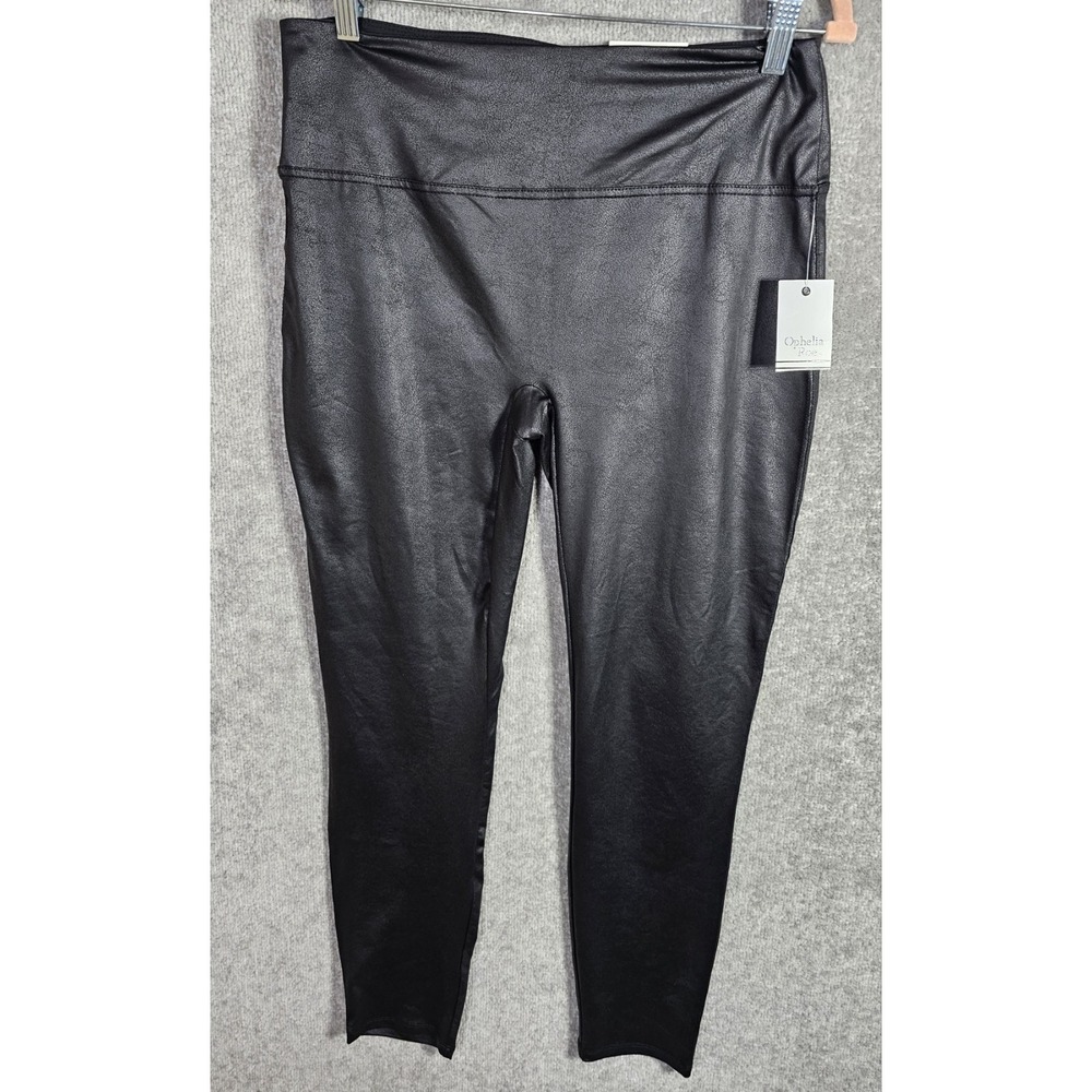 Ophelia Roe Leggings Women Large Faux Leather High Rise Skinny Ankle Black NWT